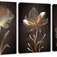 Abstract Wall Art Golden Flowers Canvas Pictures Contemporary Minimalism Abstract Artwork for Bedroom Bathroom Living Room Wall Decor 12" x 16" x 3 Pieces