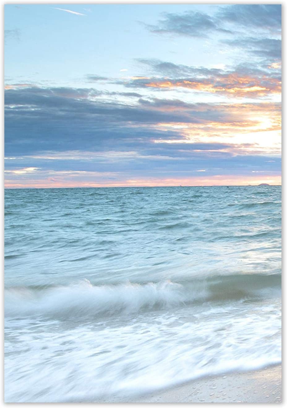 Canvas Decorative Painting Sunrise Coastal Poster Blue Sea Landscape Picture Print Beach Wall Art for Living Room Home Mural-40X60cm No Frame