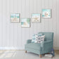 Beach Framed Wooden Wall Art: Coastal Artwork Set of 4 Starfish Seashell & Sand Dollar Pictures Ocean Prints for Home Decor