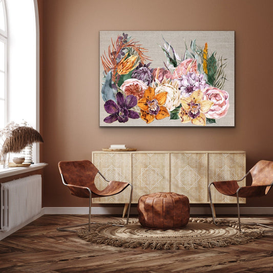 Boho Garden -  Contemporary Canvas or Art Print With Boho Flowers