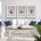 Hamptons Dark Coral On Linen Seaside Wall Art Prints - Three Piece Art Print