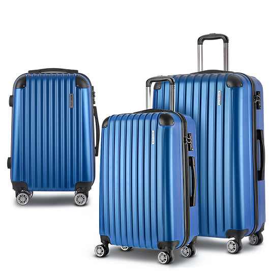 Miami 3pcs Luggage Set Travel Suitcase TSA lock Blue