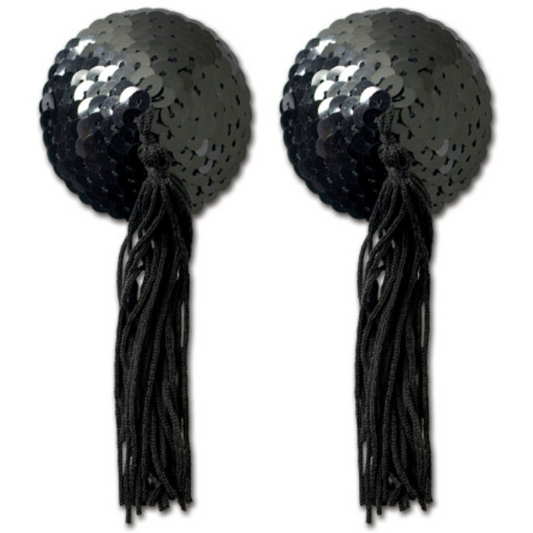 Black Sequin w Black Tassel Pastie